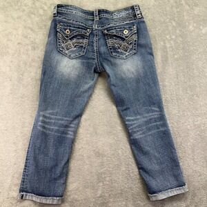 Hydraulic Bailey Denim Capri Jeans Womens Size 9/10 Distressed Embroidered